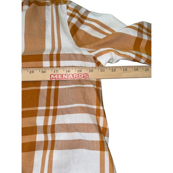 Liz Claiborne Orange Plaid Button Front Shirt L Long Sleeve Fall Casual Top - Picture 5 of 6